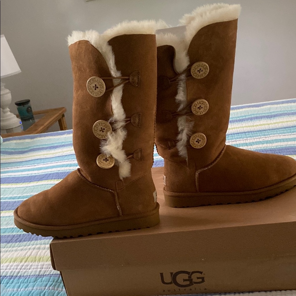 UGG Chestnut Shearling Button Boots